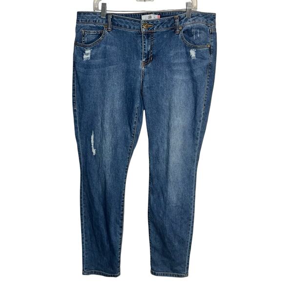 Cabi Skinny Jeans Size 16 Style 5087 Medium Wash Distressed Stretch Denim - Picture 1 of 7
